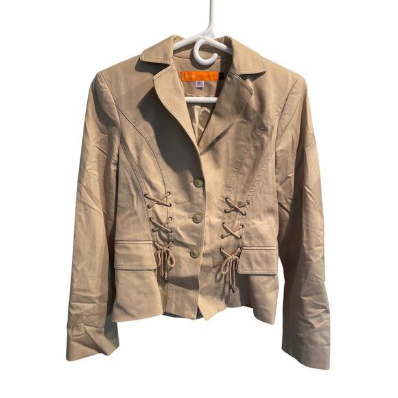 CYNTHIA STEFFE Vintage Rope Button Front Blazer Jacket Small Beige Long Sleeve - Picture 1 of 9